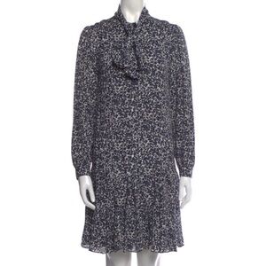 Michael Kors Collection Long Sleeve Navy and White Dress